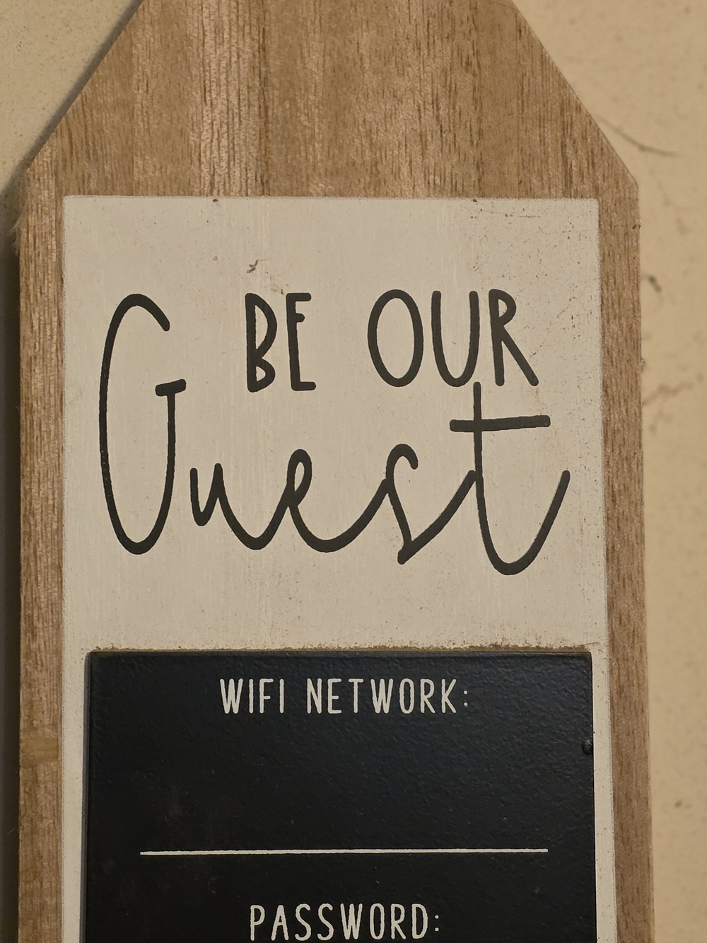 Source Unknown Be Our Guest WiFi Chalkboard Sign - White, Black, Brown